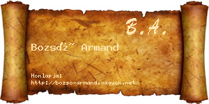 Bozsó Armand névjegykártya